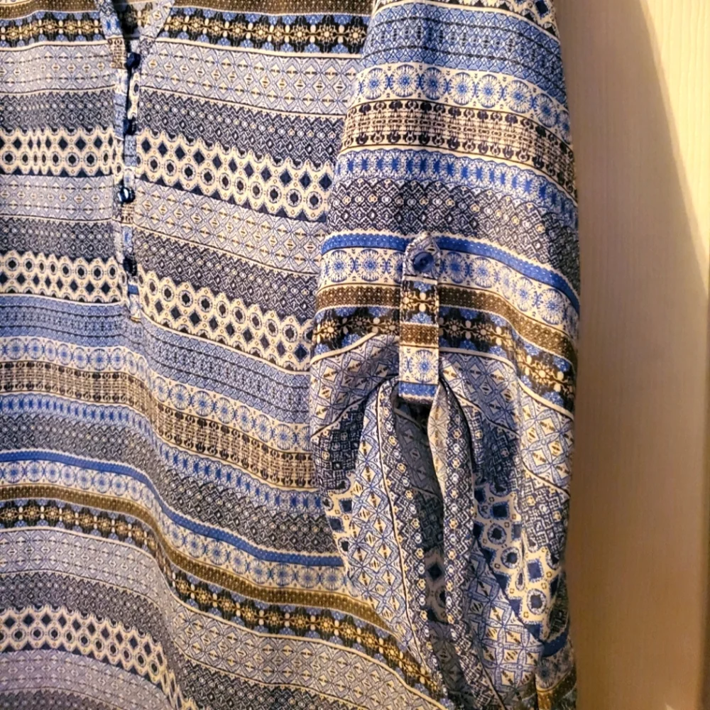 Kim Rogers Blue & Gray Shirt Dress - Picture 4 of 6